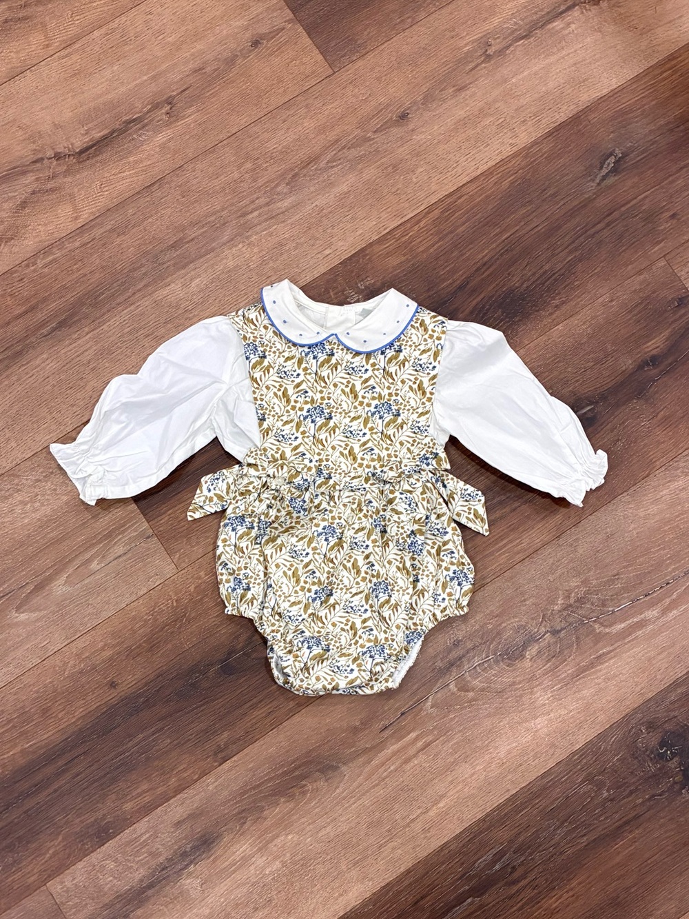 Edgehill Collection Floral Bubble Fall Winter Outfit Collar Matching Set 12m